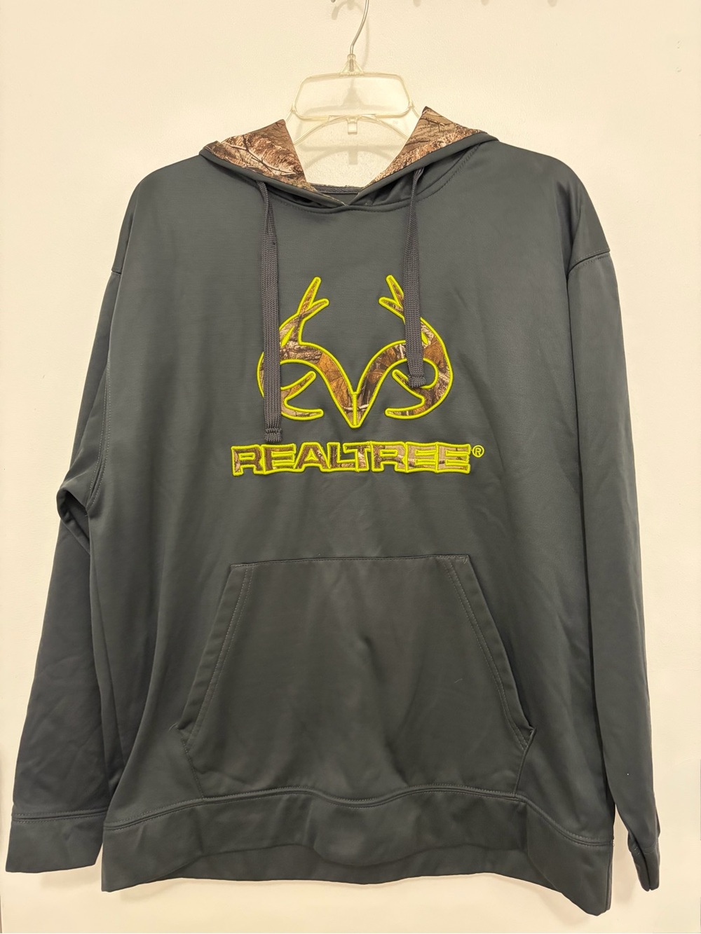 Realtree Gray Hoodie with Yellow-Accented Camo Logo
